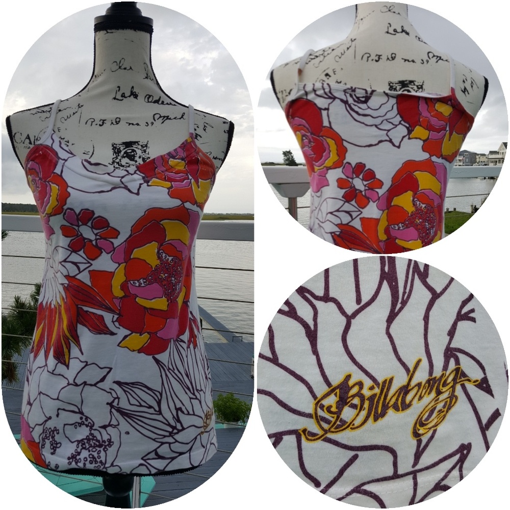 vintage Billabongo floral strap cotton top